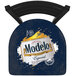 A Holland Bar Stool white swivel counter height bar stool with a Modelo beer splash logo on the seat.