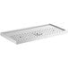 A silver stainless steel rectangular Micro Matic platform drip tray with holes in it.