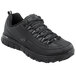 A black Skechers work shoe for women with laces.