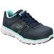 A navy and aqua Skechers Work Jackie women's alloy toe athletic shoe.