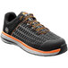 A black and orange Timberland PRO Powerdrive men's work safety shoe.