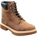 A pair of Timberland PRO Bandit Brown leather boots with black laces.