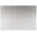 A white and silver Enjay full sheet silver cake board with a patterned silver surface.