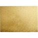 A gold rectangular Enjay cake board with leaves on it.