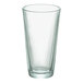 A clear, rim-tempered 20 oz. mixing glass.