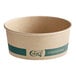 An EcoChoice paper bowl with a green stripe and the word compostable on it.