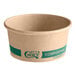 An EcoChoice compostable paper bowl on a counter with a green label.