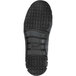 The black rubber sole of a Reebok Work Sublite soft toe athletic shoe.