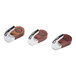 Three Pit Boss Rosewood magnetic tool hooks with silver metal ends.