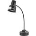 An Avantco black countertop heat lamp with a flexible neck and black weighted base.