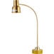 An Avantco gold countertop heat lamp with a curved metal arm.