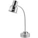 An Avantco stainless steel countertop heat lamp with a flexible arm and weighted base.
