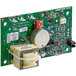 A green Main Street Equipment thermostat circuit board with small electronic components.