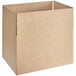 A Lavex kraft cardboard shipping box with the top open.