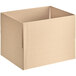 A Lavex cardboard shipping box with a lid open.