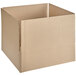 A Lavex kraft corrugated cardboard shipping box with a cut out top on a white background.