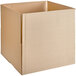 A Lavex kraft cardboard box with the lid open.