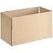 A Lavex kraft cardboard shipping box with a lid open.
