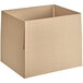 A Lavex kraft corrugated cardboard box with the lid open.