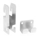 A pair of Metro stainless steel Smartwall grid mounting brackets with holes on the side.