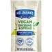A white Hellmann's Vegan Mayonnaise portion packet with blue and green text.