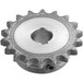 A silver upper roller sprocket gear with a hole.