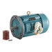 A blue Estella electric motor with a white cord and spring.