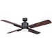A Canarm matte black ceiling fan with LED light and two rustic maple blades.