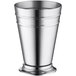 A stainless steel Barfly mint julep cup with a round base and silver rim.