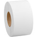 A roll of white paper labels with a brown trim.