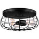 A Canarm Flora matte black ceiling light fixture with a caged frame.