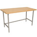 Advance Tabco TH2S-247 Wood Top Work Table with Stainless Steel Base - 24" x 84" Main Thumbnail 1