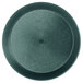 A dark green round polypropylene plate with a short base.