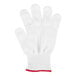 A white Victorinox cut resistant glove with red trim.
