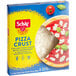 A white and blue box of Schar gluten-free pizza crusts.