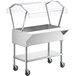 A ServIt stainless steel ice-cooled food table with clear sneeze guard covers on a table.