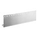 A silver stainless steel rectangular shelf with holes.