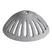 An aluminum dome strainer with holes on a white background.