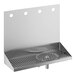 A stainless steel wall mount drip tray with 4 rinser holes.