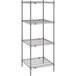 A Metro Super Erecta wire shelving unit with three gray shelves.