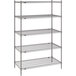 A Metro Super Erecta wire shelving unit with four shelves.