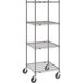 A Metro Super Erecta wire shelving unit with wheels.