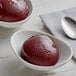 Two bowls of red Tropical Acai sorbet with spoons.