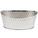 A silver oval Tablecraft stainless steel beverage tub with a textured surface.