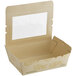 A World Centric eco-friendly cardboard takeout container with a PLA window.