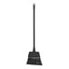 A black Lavex lobby broom with a long metal handle.
