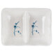 Two white rectangular Thunder Group sauce dishes with blue bamboo designs.