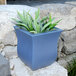 A Neptune Blue Mayne Valencia planter with a plant in it.