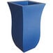 A blue rectangular vase with a square top.