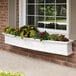 A white Mayne Nantucket window box with different plants in it.